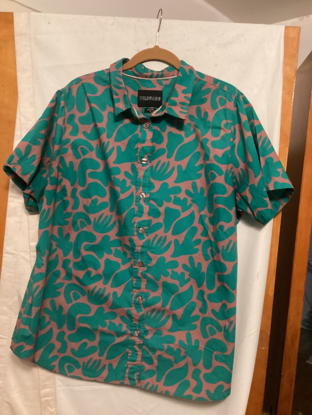 Wildfang cotton short sleeve summer blouse SZ 1X